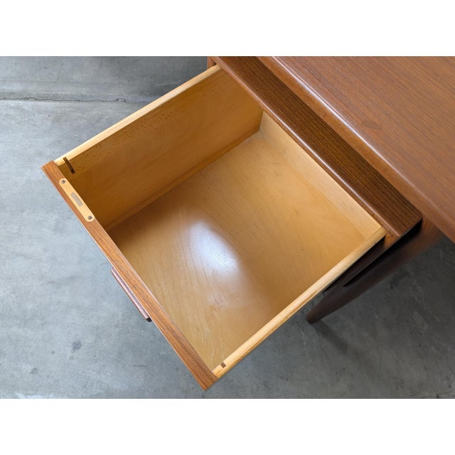 Brown 1960s Danish Modern Floating Top Teak Desk Attributed to Johannes Sorth for Bornholm Møbelfabrik For Sale - Image 8 of 18