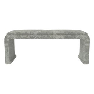 Matthew Izzo Home Edith Duluth Gray Ming Style Upholstered Bench For Sale