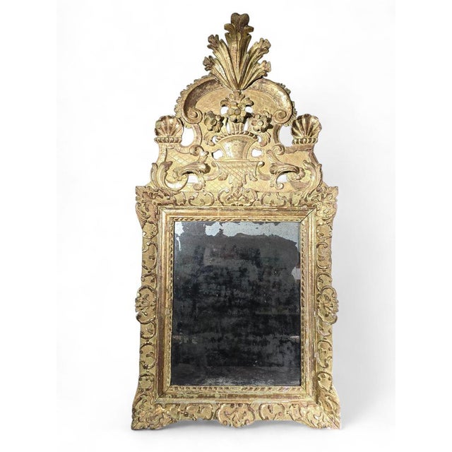 Gold French Carved and Gilded Wood Mirror, 1740s For Sale - Image 8 of 12