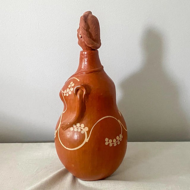 Rustic Vintage Brazilian Terra Cotta Woman Sculpture Jug For Sale - Image 3 of 10