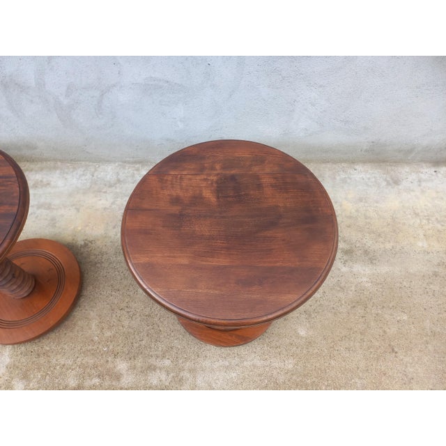 Wood Pedestal Tables in the style of Charles Dudouyt, 1930s, Set of 2 For Sale - Image 7 of 18