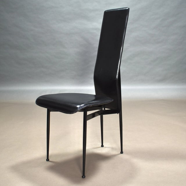 Dining Chairs in Black Leather by Giancarlo Vegni & Gualtierotti for Fasem, Italy, 1980s, Set of 6 For Sale - Image 10 of 18