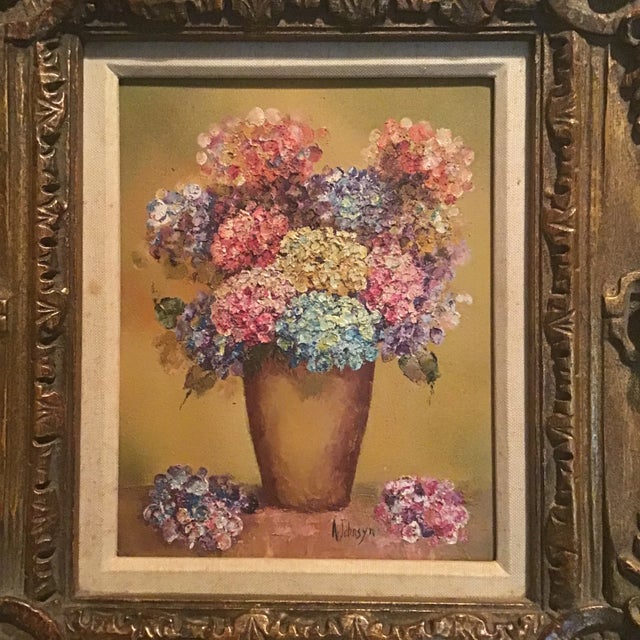 Impressionist Original Still Life Oil Painting on Canvas in Gold Leaf Stiffel Frame For Sale - Image 3 of 7