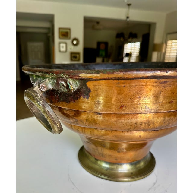 French Antique Copper & Brass Champagne Cooler or Planter For Sale - Image 14 of 18