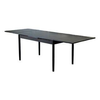 Vintage Danish Dark Stained Teak Extendable Dining Table With Two Leaves - Mid-Century Modern For Sale