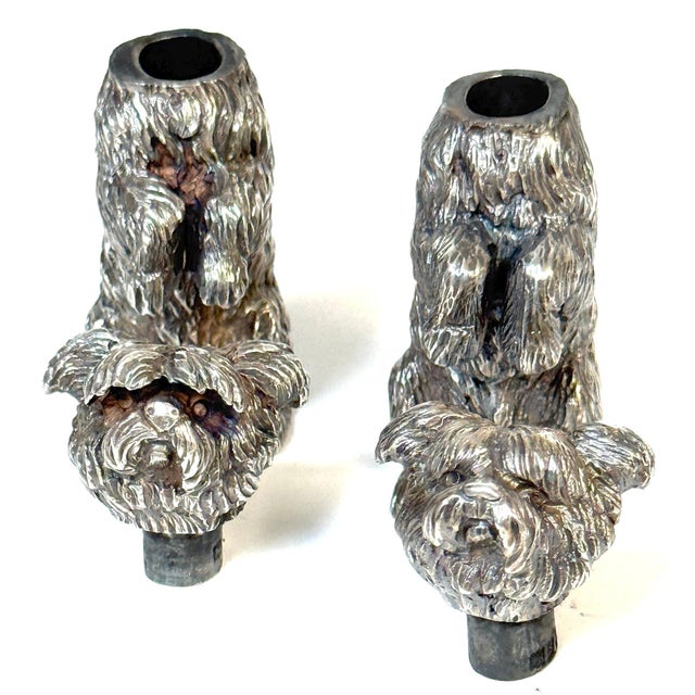 Pair Edwardian Sterling Terrier Salt & Pepper London, Jonathan Howell, 1906/1913 For Sale - Image 4 of 18