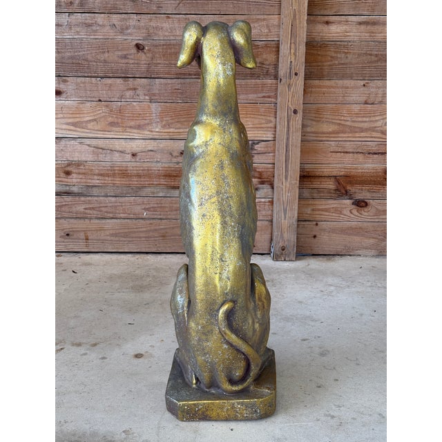 Hollywood Regency Vintage Cast Resin Greyhound Sculpture Statue With Gilt Finish Mid-20th Century For Sale - Image 3 of 12