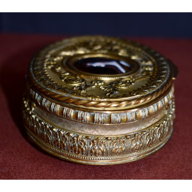 Antique Bronze Casket Box French Ormolu Jewelry Hand Painted Enamel Portrait For Sale - Image 12 of 18