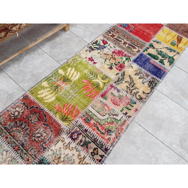 Textile Mid 20th Century Bohemian Oushak Wool Runner Rug For Sale - Image 7 of 10