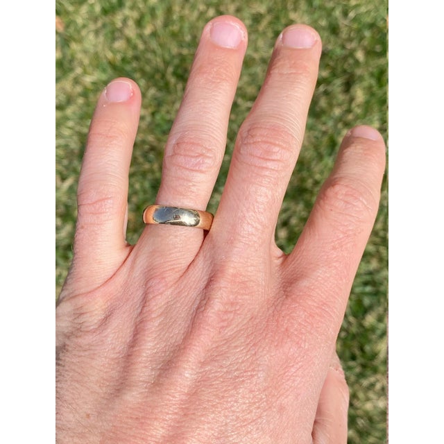 14K Yellow Gold Wedding Band Signed For Sale - Image 4 of 6