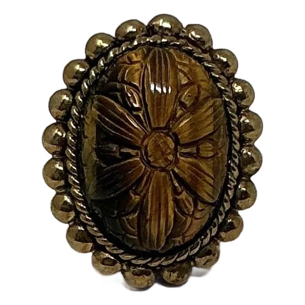 1990s Steven Dweck Tiger Eye Ring, Size 7.5 For Sale