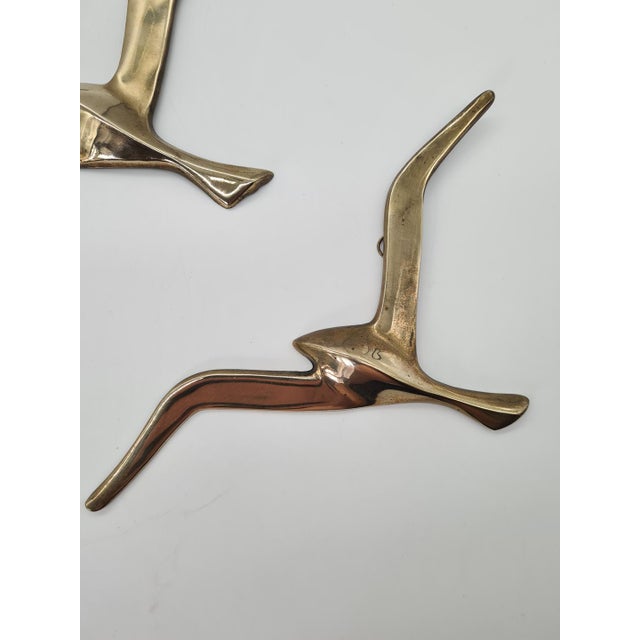 Modernist Brass Wall Seagulls, 1960s, Set of 5 For Sale - Image 9 of 10