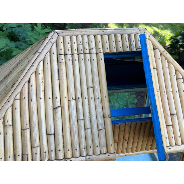 Wood Vintage Mid 20th Century Split Reed Bamboo or Rattan Tikki Fish Tank or Aquarium For Sale - Image 7 of 12