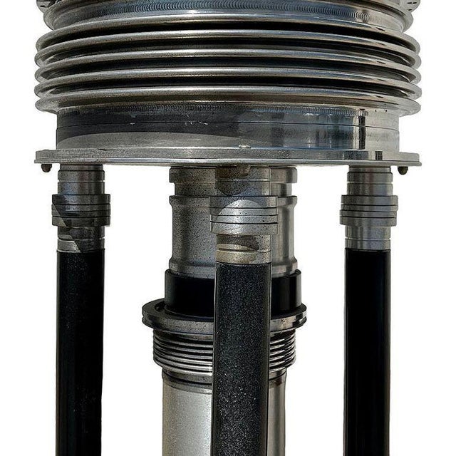 1980s Large 6-Foot Art Deco Revival Machine Age Torchiere Floor Lamp For Sale - Image 5 of 6