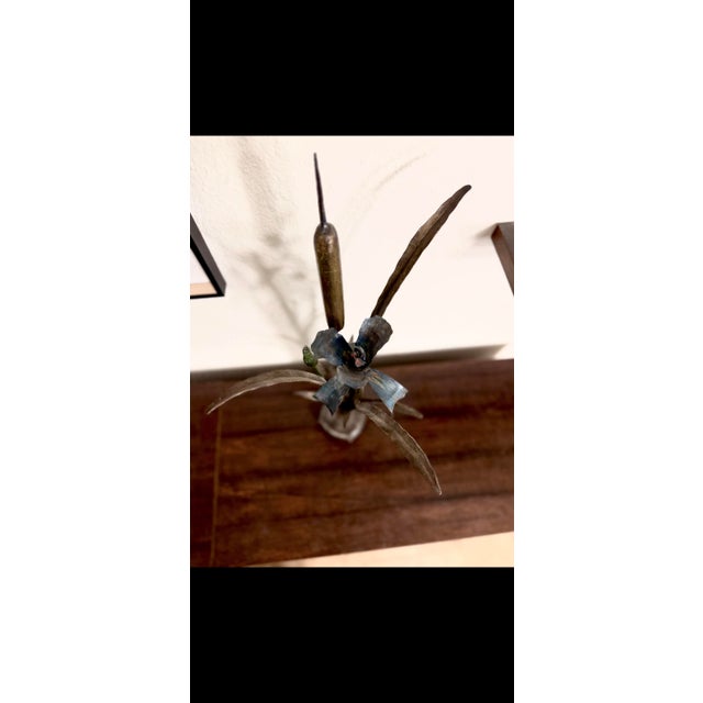 Authentic Signed C. Jeré Mid-Century Modern Brutalist Calla Lily Metal Sculpture For Sale - Image 9 of 12