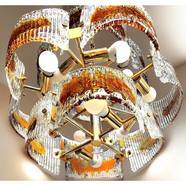 Burnt Orange Magical Amber Murano Chandelier by Mazzega, 1960 For Sale - Image 8 of 9