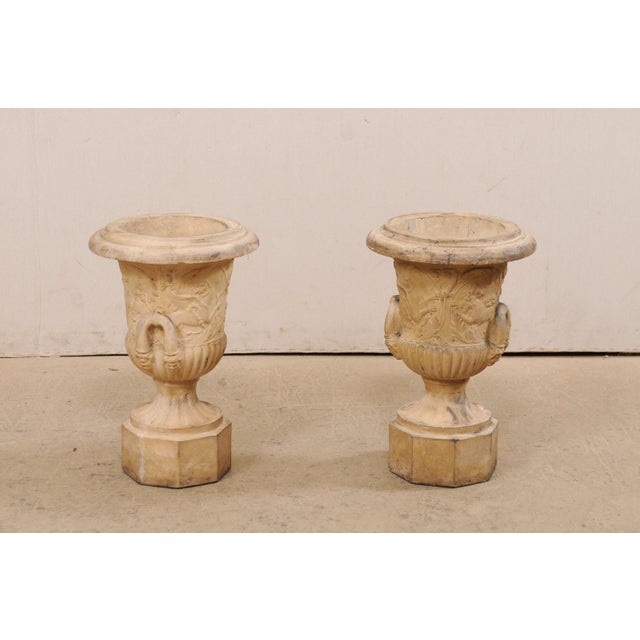 Antique English Pair Terracotta Garden Urns For Sale - Image 4 of 10