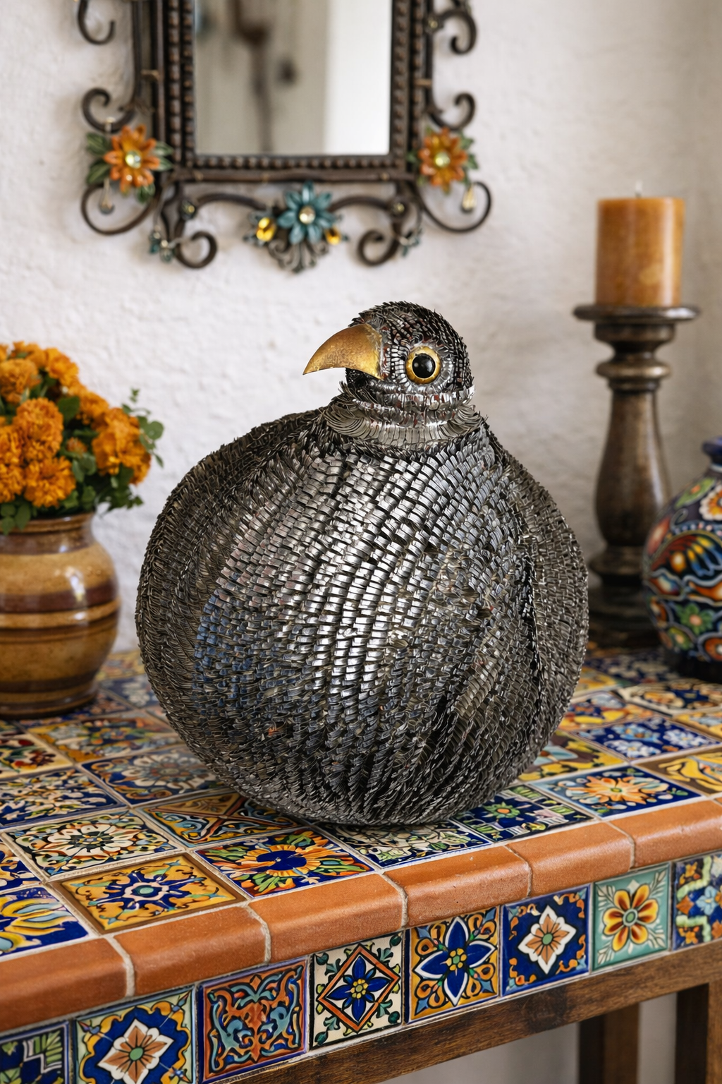 1960s Sergio Bustamante Brutalist Mixed-Metal Bird Sculpture