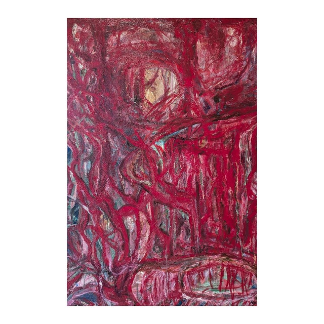 Contemporary Kristi Haines Herman “Familial Pedestal” Contemporary Gestural Red Abstract Expressionist Painting, 2024 For Sale - Image 3 of 10