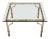 Vintage Mid Century Gilt Metal Faux Bamboo Thick Glass Top Square Coffee Table For Sale