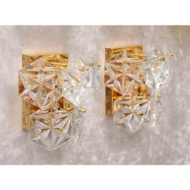 Kinkeldey Two Tier Hexagonal Faceted Crystal Sconces by Kineldey - a Pair For Sale - Image 4 of 8