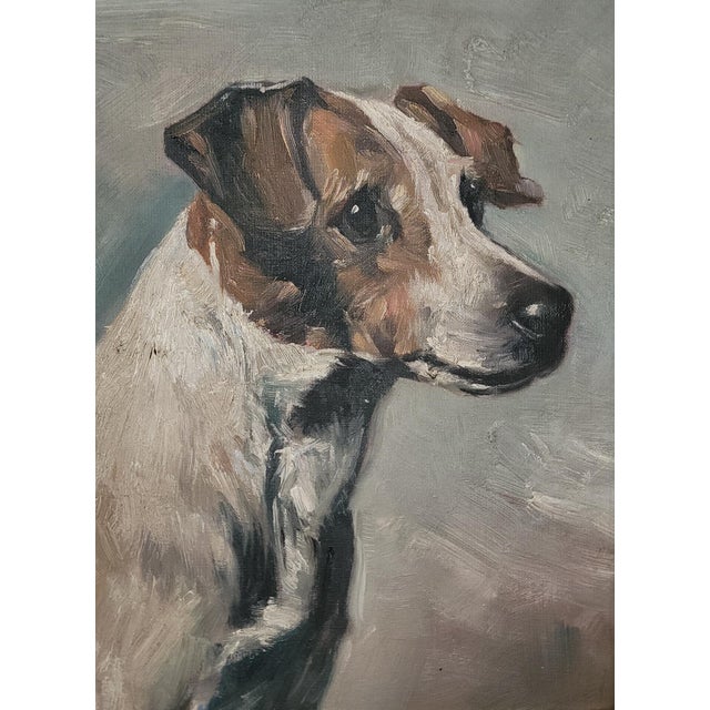 Vintage oil painting of a Jack Russell Terrier. Wonderful deep look from the jack Russell provides a sense of protection....