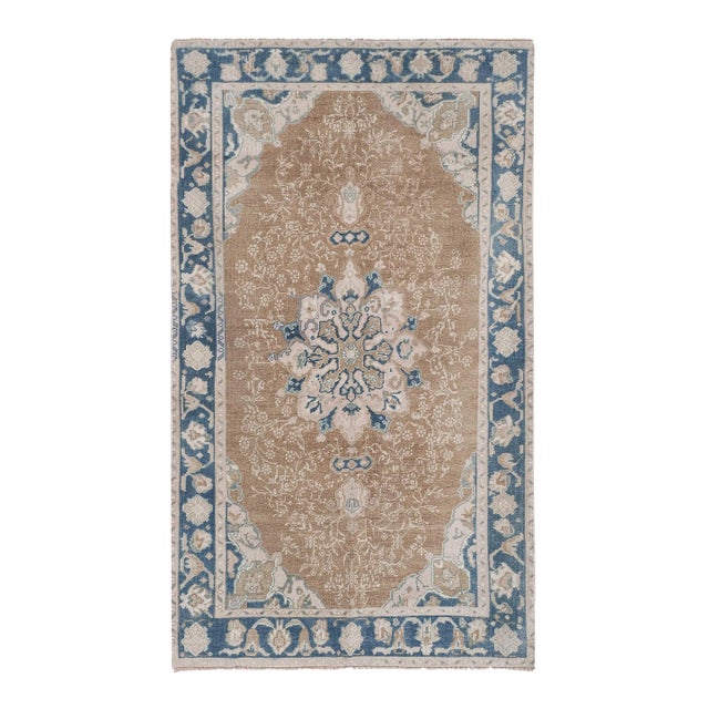 Vintage Tan Wool Anatolian Karapinar Rug 4'9" X 7'11" For Sale