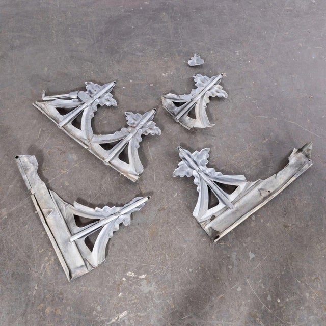 Metal French Decorative Zinc Roof Edging Panels, 1920s, Set of 5 For Sale - Image 7 of 10