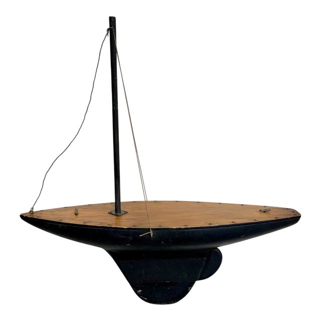 Fantastic Authentic Antique Model SailBoat Old Paint Surface Wonderful Patina Pond Boat For Sale