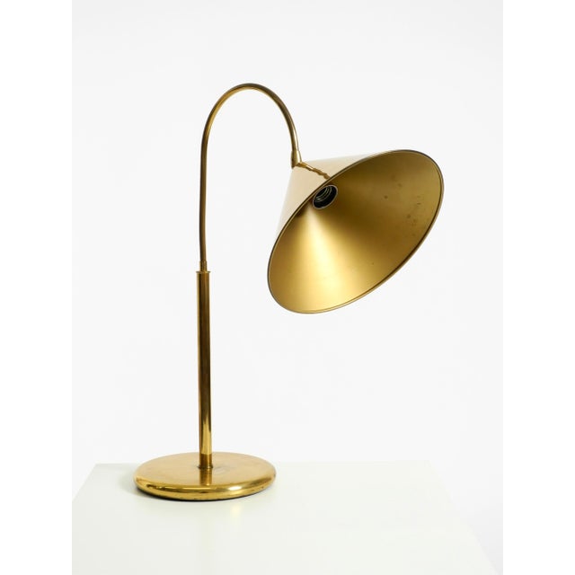 Gold Large Mid-Century Modern Brass Table Lamp with Conical Shade, 1960s For Sale - Image 8 of 18