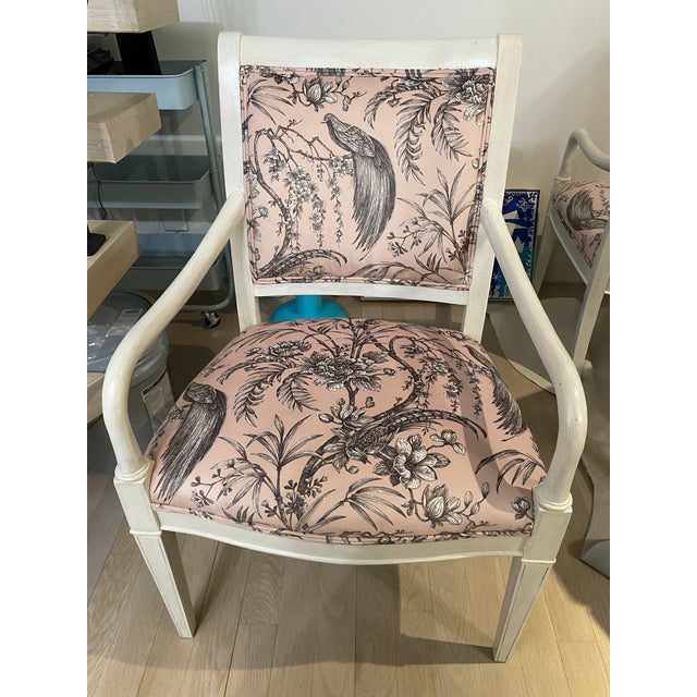 Traditional Mid 20th Century Wooden Chairs With Fabric Seats and Backs- Set of 2 For Sale - Image 3 of 10