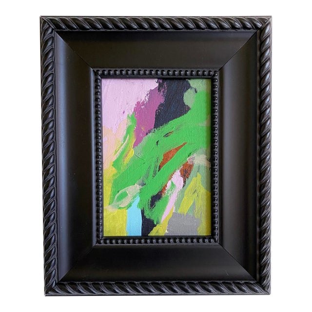 "Grassy" 2026 Mini Painting With Vintage Frame by Jessalin Beutler For Sale