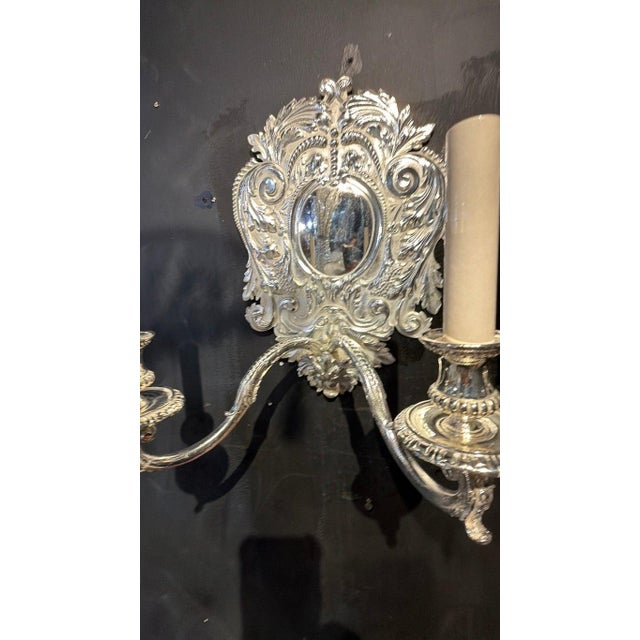 Edward F. Caldwell & Co. 1900 Baroque Caldwell Silver Plated Sconces - Pair For Sale - Image 4 of 8