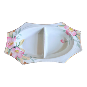 Antique, Early 20th Century Noritake Japan Azalea Porcelain Two-Sided Relish Dish
