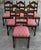 Nice set of six dark ladder back dining chairs with upholstery seats