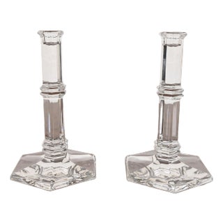 Tiffany & Co. Clear Crystal Candlesticks, Pair For Sale