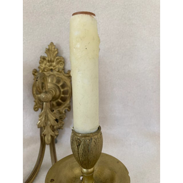French Early 20th Century Neoclassical French Empire Bronze 2 Arm Electrified Wax Candle Wall Sconces - a Pair For Sale - Image 3 of 13