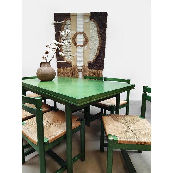 Green Vintage Wooden Dining Set, 1970s, Set of 7 For Sale - Image 8 of 8