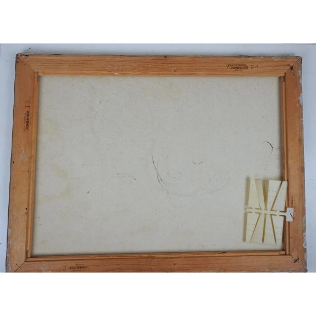 Textile Vintage Mid 20th Century Abstract Blue Lavender Painting For Sale - Image 7 of 8