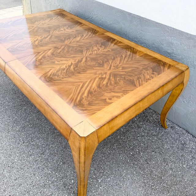 French Provincial Burlwood Extendable Dining Table by Century Furniture For Sale In West Palm - Image 6 of 12