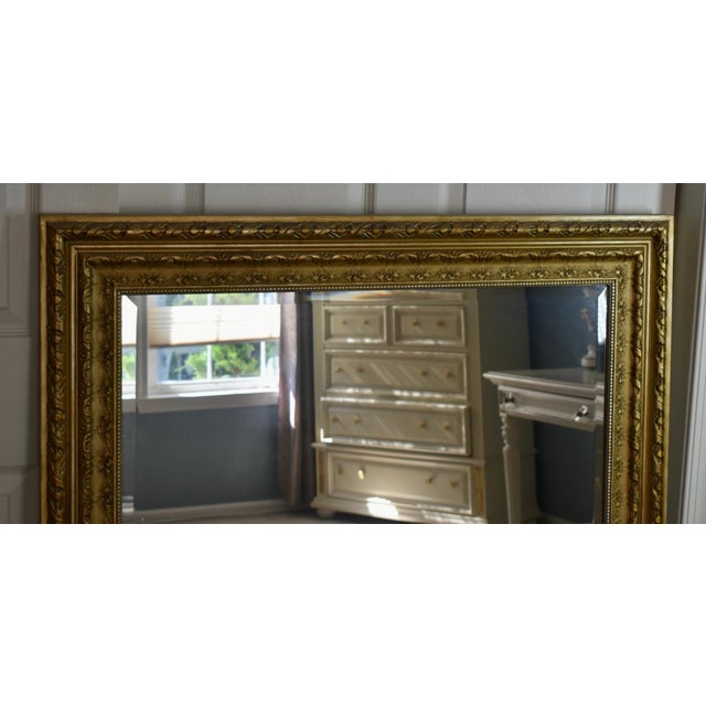 Vintage Ornate Gold Traditional Style Wood & Composite Rectangular Mirror For Sale - Image 10 of 12