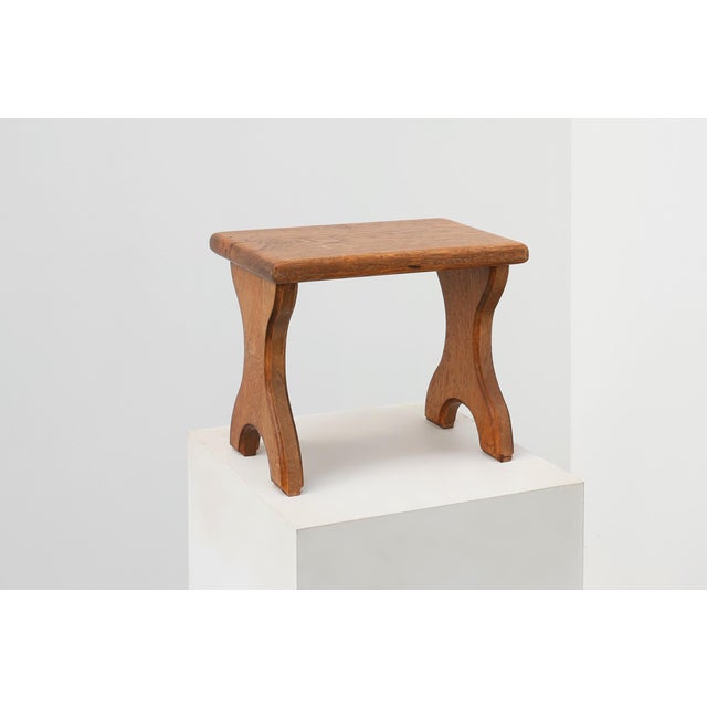 Hand-Carved Oak Wooden Stool, France, 1890s For Sale - Image 11 of 11