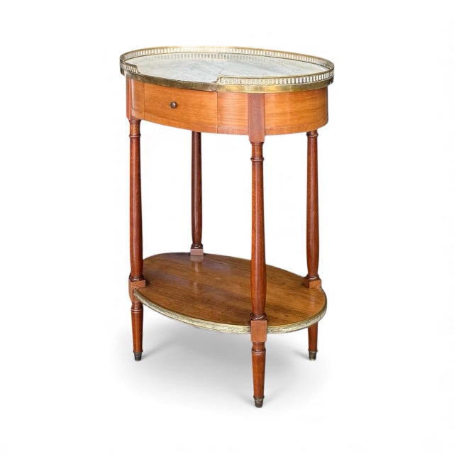French Mid-20th Century Louis XVI Style Bouillotte Side Table For Sale - Image 3 of 13