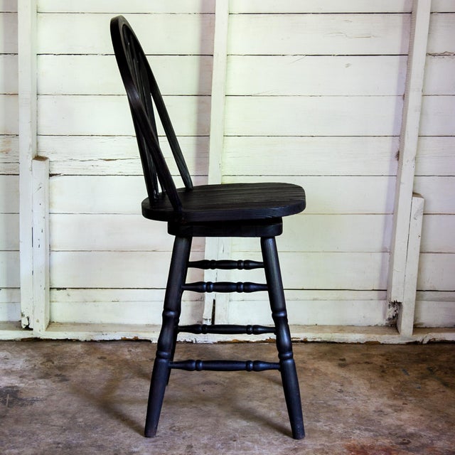 1990s Vintage ShouSugi Ban SpindleBack Swivel Classic Black Oak Bar