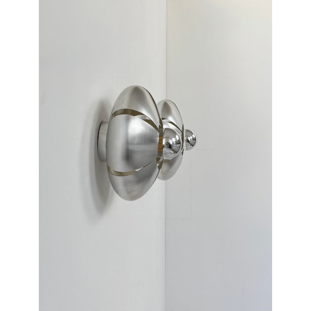 1970s Vintage Wall Lights in Brushed Aluminum, France, 1970, Set of 2 For Sale - Image 5 of 15