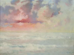 Jean Geoffroy, Beachside at Sunset, 1923, Oil on Canvas