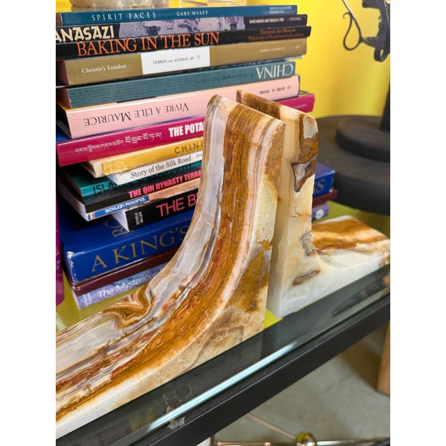 Mid-Century Modern Steep Slope Onyx Bookends a Pair For Sale - Image 3 of 6