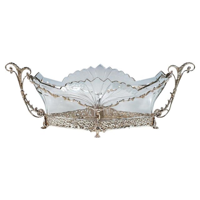 Silver Delicate Silver Jardiniere with Cut Glass Liner, Greece, 1970 For Sale - Image 8 of 8