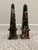 Substantial pair of 20th Century solid Italian marble obelisks weighing 10 lbs each. Striking veining and elegant cove...