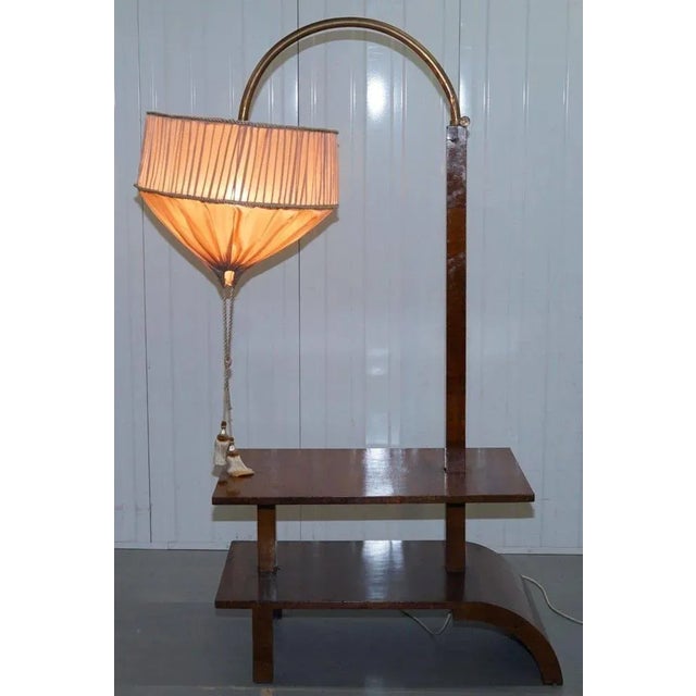 Large Art Deco Walnut Side Table with Built in Height Adjustable Light For Sale - Image 8 of 9